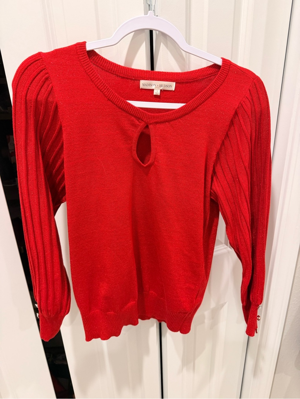 Madison + Hudson Red Keyhole Sweater